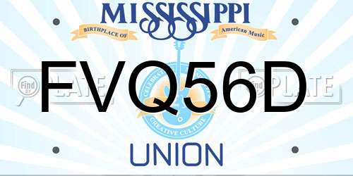 FVQ56D Mississippi License Plate