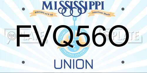 FVQ56O Mississippi License Plate