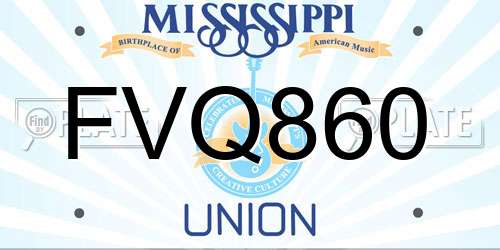 FVQ860 Mississippi License Plate