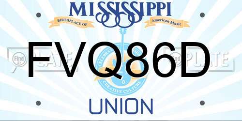 FVQ86D Mississippi License Plate