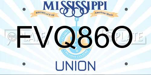 FVQ86O Mississippi License Plate