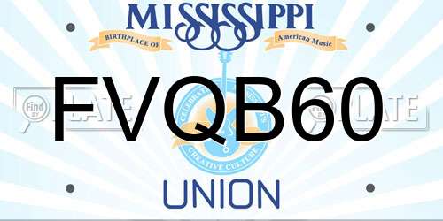 FVQB60 Mississippi License Plate
