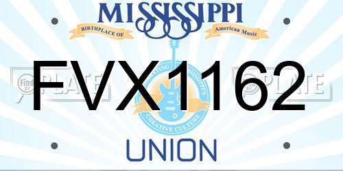 FVX1162 Mississippi License Plate