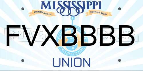 FVXBBBB Mississippi License Plate