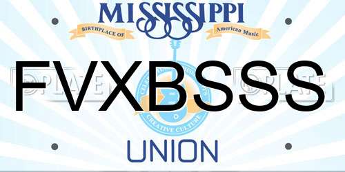 FVXBSSS Mississippi License Plate