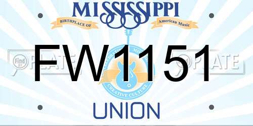 FW1151 Mississippi License Plate