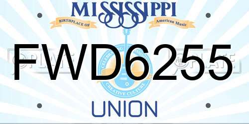FWD6255 Mississippi License Plate