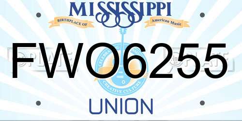 FWO6255 Mississippi License Plate