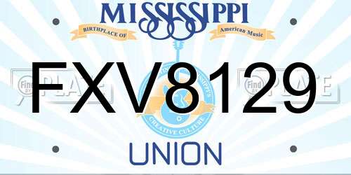FXV8129 Mississippi License Plate