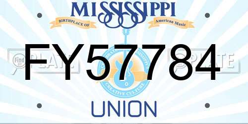 FY57784 Mississippi License Plate