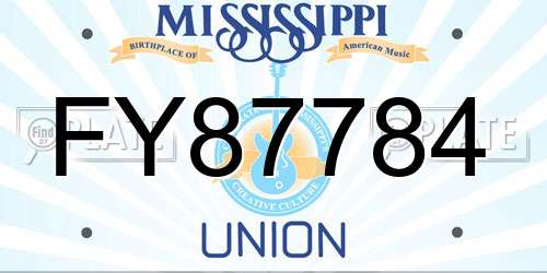 FY87784 Mississippi License Plate
