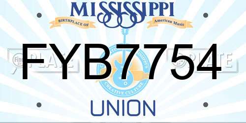 FYB7754 Mississippi License Plate