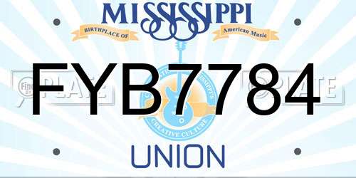 FYB7784 Mississippi License Plate