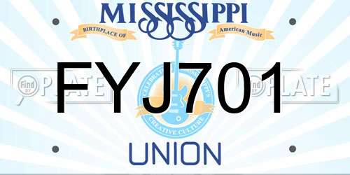 FYJ701 Mississippi License Plate