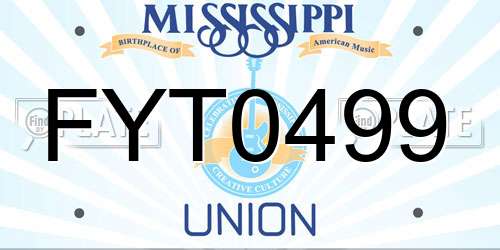 FYT0499 Mississippi License Plate