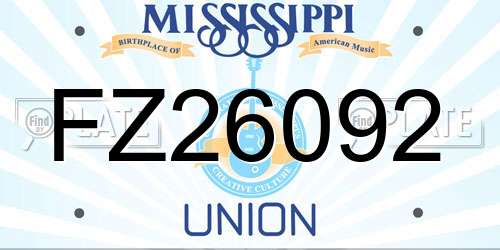 FZ26092 Mississippi License Plate
