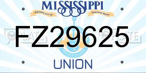 FZ29625 Mississippi License Plate