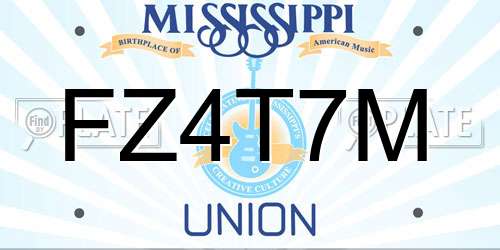 FZ4T7M Mississippi License Plate