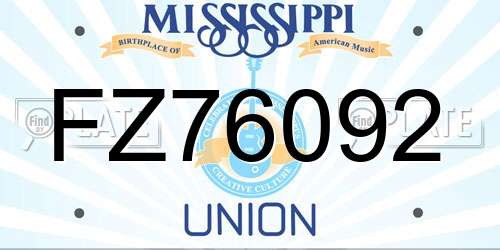 FZ76092 Mississippi License Plate