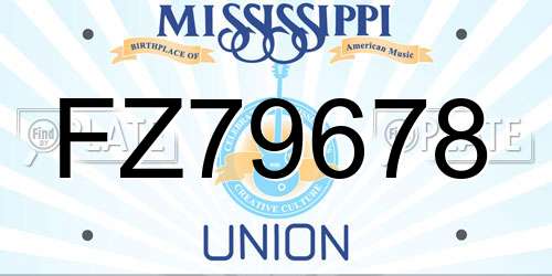 FZ79678 Mississippi License Plate