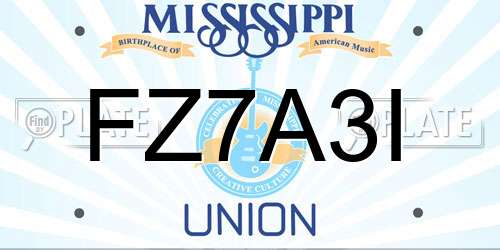 FZ7A3I Mississippi License Plate