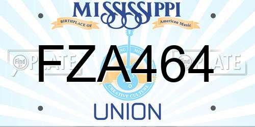 FZA464 Mississippi License Plate