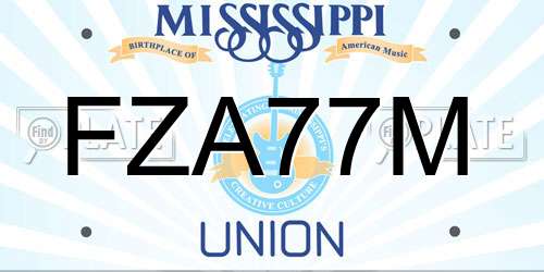 FZA77M Mississippi License Plate