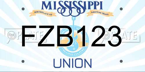FZB123 Mississippi License Plate