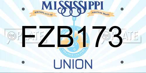 FZB173 Mississippi License Plate