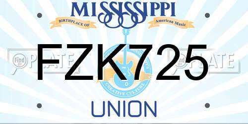 FZK725 Mississippi License Plate