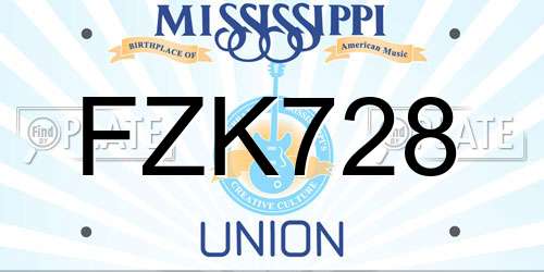 FZK728 Mississippi License Plate