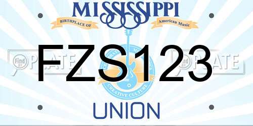 FZS123 Mississippi License Plate