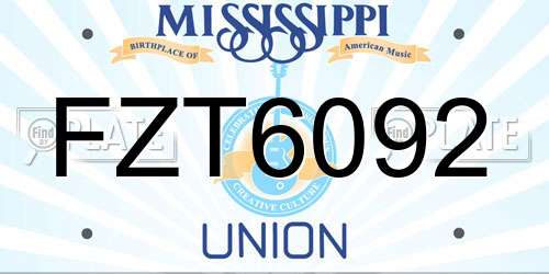 FZT6092 Mississippi License Plate