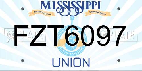 FZT6097 Mississippi License Plate