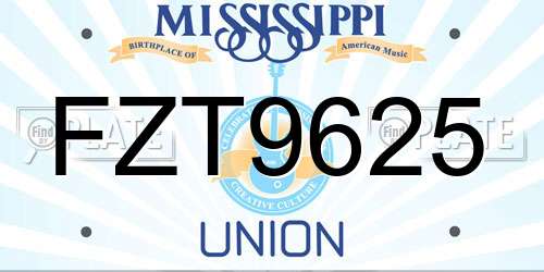 FZT9625 Mississippi License Plate