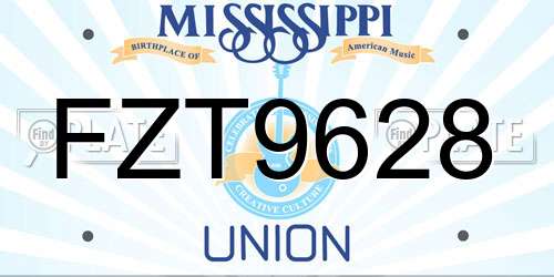 FZT9628 Mississippi License Plate