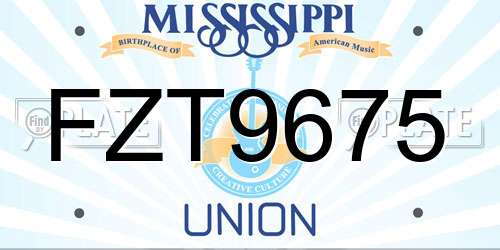 FZT9675 Mississippi License Plate