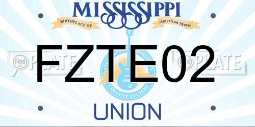 FZTE02 Mississippi License Plate