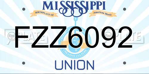 FZZ6092 Mississippi License Plate