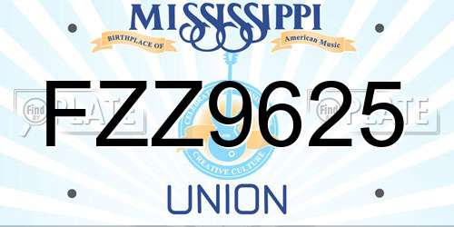 FZZ9625 Mississippi License Plate