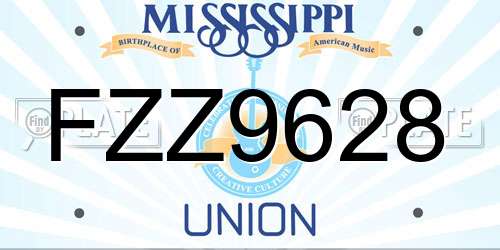 FZZ9628 Mississippi License Plate