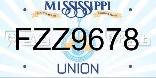 FZZ9678 Mississippi License Plate