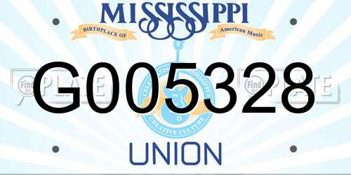 G005328 Mississippi License Plate