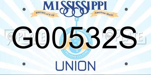 G00532S Mississippi License Plate