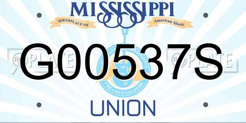 G00537S Mississippi License Plate
