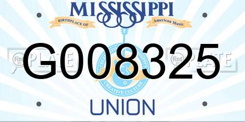 G008325 Mississippi License Plate