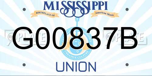 G00837B Mississippi License Plate