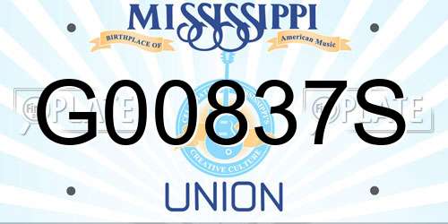G00837S Mississippi License Plate