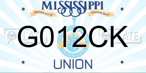 G012CK Mississippi License Plate