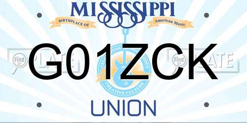 G01ZCK Mississippi License Plate